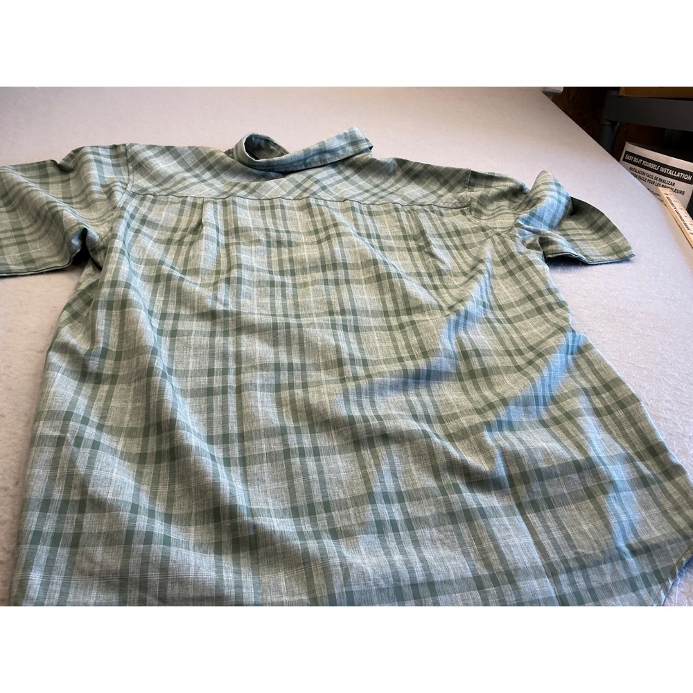 Orvis Short Sleeve Button Down Shirt Green Plaid Hiking Outdoor XXL Classic Fit - Picture 6 of 14
